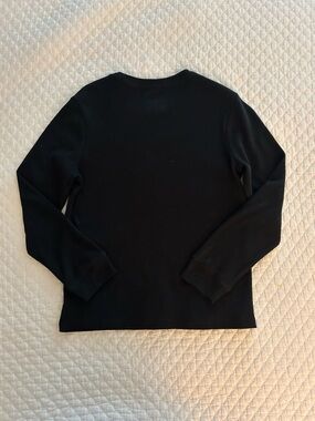 Classic Black Long Sleeve waffle knit shirt